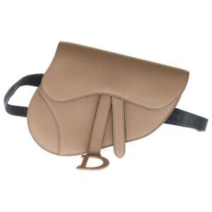 Dior Saddle Flat Belt Pouch Waist Bag Beige Leather